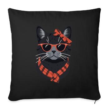 Cute Cat Mom Cat Lover Mom Style - Sofa pillowcase 17,3'' x 17,3'' (45 x 45 cm) - black - Front