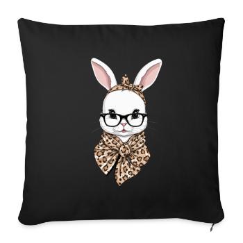 Maman Lapin Mignon Lapin Maman Mignon Lapin de Pâques - Housse de coussin décorative 45 x 45 cm - noir - Devant