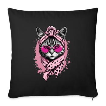 Cute Cat Mom Cat Lover Mom Style - Sofa pillowcase 17,3'' x 17,3'' (45 x 45 cm) - black - Front