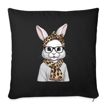 Maman Lapin Mignon Lapin Maman Mignon Lapin de Pâques - Housse de coussin décorative 45 x 45 cm - noir - Devant
