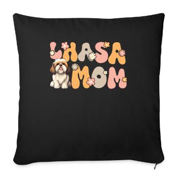 Lhassa Apso Groovy Lhassa Maman - Housse de coussin décorative 45 x 45 cm - noir - Devant