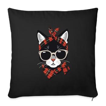 Cute Cat Mom Cat Lover Mom Style - Sofa pillowcase 17,3'' x 17,3'' (45 x 45 cm) - black - Front