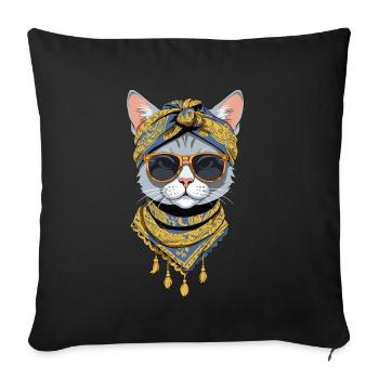 Cute Cat Mom Cat Lover Mom Style - Sofa pillowcase 17,3'' x 17,3'' (45 x 45 cm) - black - Front
