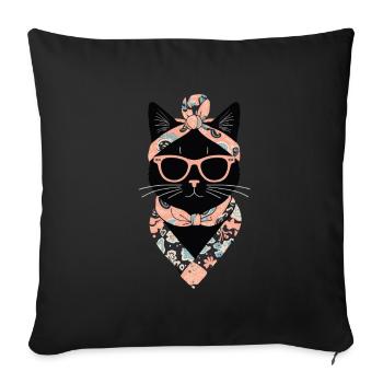 Cute Cat Mom Cat Lover Mom Style - Sofa pillowcase 17,3'' x 17,3'' (45 x 45 cm) - black - Front