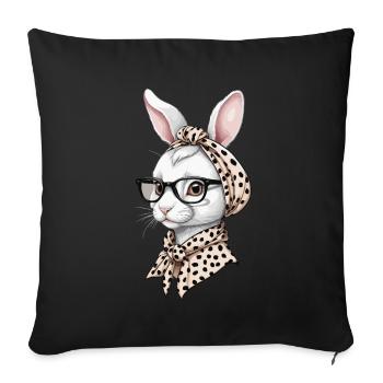Maman Lapin Mignon Lapin Maman Mignon Lapin de Pâques - Housse de coussin décorative 45 x 45 cm - noir - Devant