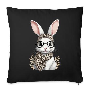 Maman Lapin Mignon Lapin Maman Mignon Lapin de Pâques - Housse de coussin décorative 45 x 45 cm - noir - Devant