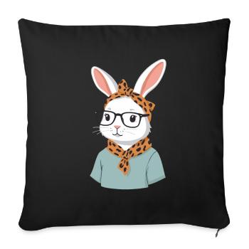 Maman Lapin Mignon Lapin Maman Mignon Lapin de Pâques - Housse de coussin décorative 45 x 45 cm - noir - Devant