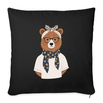 Drôle Maman Ours Mère Ours Ours Amoureux de l’Ours - Housse de coussin décorative 45 x 45 cm - noir - Devant