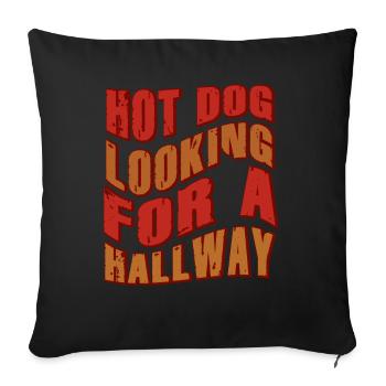 Hot-dog à la recherche d’un couloir - Housse de coussin décorative 45 x 45 cm - noir - Devant