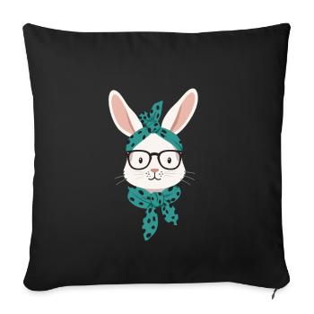 Maman Lapin Mignon Lapin Maman Mignon Lapin de Pâques - Housse de coussin décorative 45 x 45 cm - noir - Devant