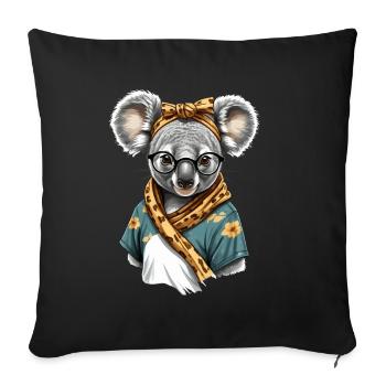 Drôle Koala Maman Mignon Maman Ours Amant - Housse de coussin décorative 45 x 45 cm - noir - Devant