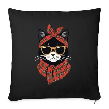 Chat mignon maman amoureux des chats style maman - Housse de coussin décorative 45 x 45 cm - noir - Devant