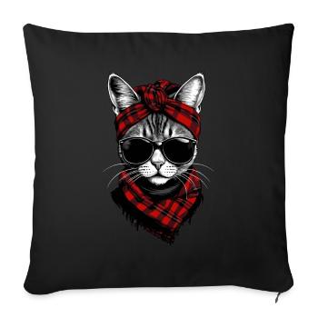 Cute Cat Mom Cat Lover Style - Sofa pillowcase 17,3'' x 17,3'' (45 x 45 cm) - black - Front
