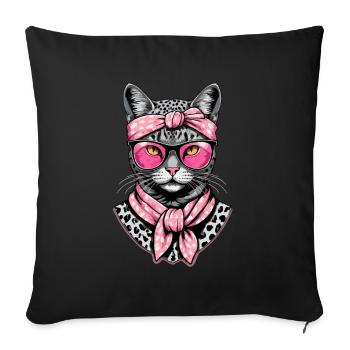 Cute Cat Mom Cat Lover Mom Style - Sofa pillowcase 17,3'' x 17,3'' (45 x 45 cm) - black - Front