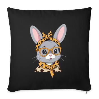 Maman Lapin Mignon Lapin Mère Mignon Lapin de Pâques - Housse de coussin décorative 45 x 45 cm - noir - Devant