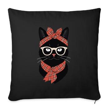 Cute Cat Mom Cat Lover Mom Style - Sofa pillowcase 17,3'' x 17,3'' (45 x 45 cm) - black - Front