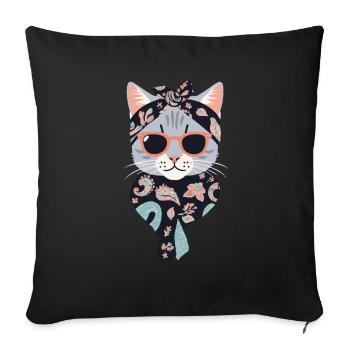 Cute Cat Mom Cat Lover Mom Style - Sofa pillowcase 17,3'' x 17,3'' (45 x 45 cm) - black - Front