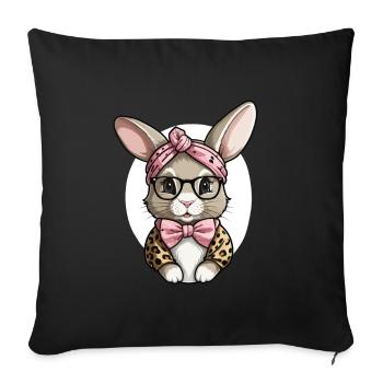 Maman Lapin Mignon Lapin Maman Mignon Lapin de Pâques - Housse de coussin décorative 45 x 45 cm - noir - Devant