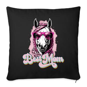 Maman Cheval Élégant Cheval Love Design - Housse de coussin décorative 45 x 45 cm - noir - Devant
