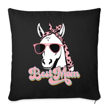 Maman Cheval Cheval Amant Maman Amour Élégant - Housse de coussin décorative 45 x 45 cm - noir - Devant