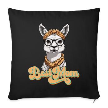 Llama Loving Mom Funny Mom Design - Sofa pillowcase 17,3'' x 17,3'' (45 x 45 cm) - black - Front