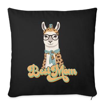 Llama Loving Mom Funny Mom Design - Sofa pillowcase 17,3'' x 17,3'' (45 x 45 cm) - black - Front