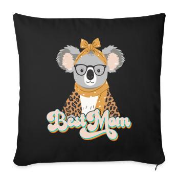 Drôle Koala Maman Mignon Maman Koala Ours - Housse de coussin décorative 45 x 45 cm - noir - Devant