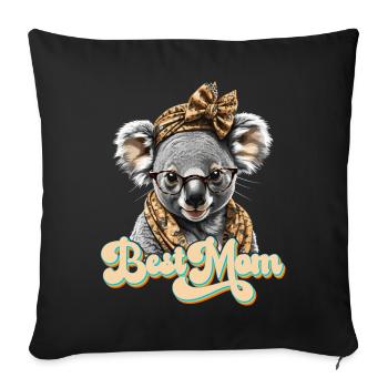 Drôle Koala Maman Mignon Koala Ours Amour - Housse de coussin décorative 45 x 45 cm - noir - Devant