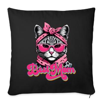 Meilleure Maman Chat Mignon Style De Maman - Housse de coussin décorative 45 x 45 cm - noir - Devant