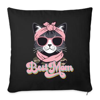 Chat Maman Avec Style Meilleure Maman Chat Mignon - Housse de coussin décorative 45 x 45 cm - noir - Devant