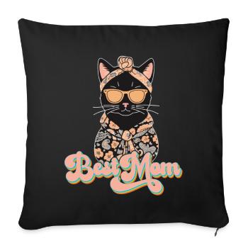 Meilleure Maman Chat Mignon Maman Élégant - Housse de coussin décorative 45 x 45 cm - noir - Devant