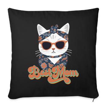 Meilleure Maman Chat Mignon Maman Élégant - Housse de coussin décorative 45 x 45 cm - noir - Devant
