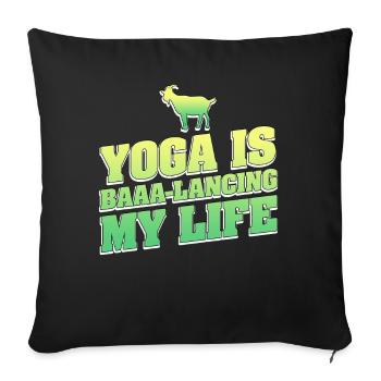 Yoga de la chèvre Équilibrer ma vie - Housse de coussin décorative 45 x 45 cm - noir - Devant