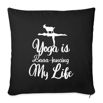 Yoga de la chèvre Équilibrer ma vie - Housse de coussin décorative 45 x 45 cm - noir - Devant