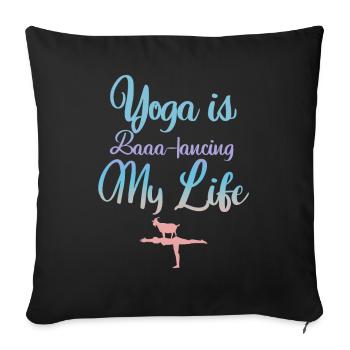 Yoga de la chèvre Équilibrer ma vie - Housse de coussin décorative 45 x 45 cm - noir - Devant