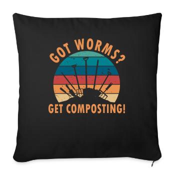 Vermicompost Fermier Vermicompost Mignon Hommes Femmes - Housse de coussin décorative 45 x 45 cm - noir - Devant