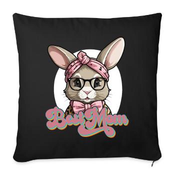 Maman Lapin Mignon Lapin Maman Mignon Lapin de Pâques - Housse de coussin décorative 45 x 45 cm - noir - Devant