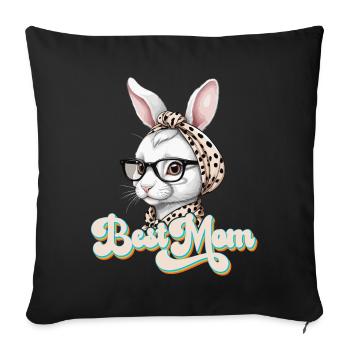 Maman Lapin Mignon Lapin de Pâques Lapin Amoureux Maman - Housse de coussin décorative 45 x 45 cm - noir - Devant
