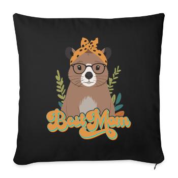 Drôle Capymama Capybara Mère Design - Housse de coussin décorative 45 x 45 cm - noir - Devant