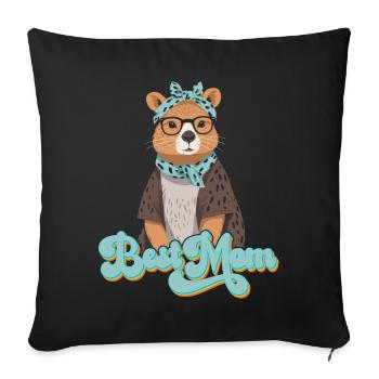 Drôle Capymama Capybara Mère Design - Housse de coussin décorative 45 x 45 cm - noir - Devant