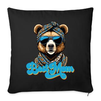 Meilleure maman drôle maman ours mère ours design - Housse de coussin décorative 45 x 45 cm - noir - Devant