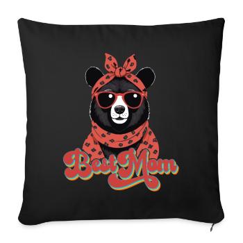 Best Mom Funny Mom Bear Mother's Day - Sofa pillowcase 17,3'' x 17,3'' (45 x 45 cm) - black - Front
