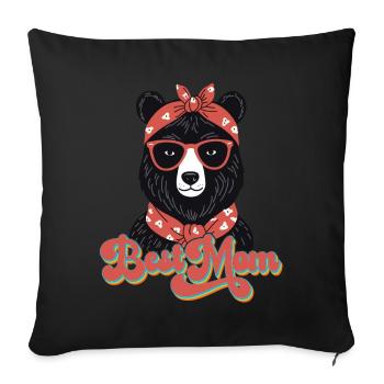 Meilleure maman drôle maman ours mère ours design - Housse de coussin décorative 45 x 45 cm - noir - Devant