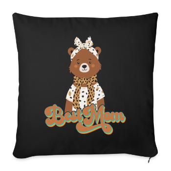 Meilleure maman drôle maman ours mère ours design - Housse de coussin décorative 45 x 45 cm - noir - Devant