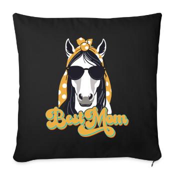 Meilleure Maman Amateurs De Chevaux Et De Filles De Cheval - Housse de coussin décorative 45 x 45 cm - noir - Devant