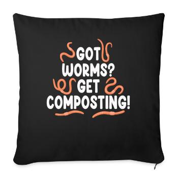 Vermicompost Fermier Vermicompost Mignon Hommes Femmes - Housse de coussin décorative 45 x 45 cm - noir - Devant