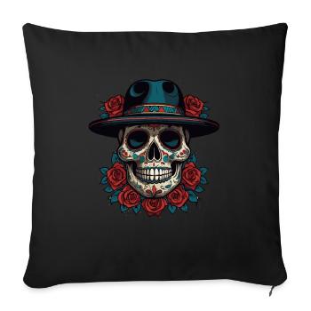 Dia De Muertos Mexico Sugar Skull Skull Design - Housse de coussin décorative 45 x 45 cm - noir - Devant