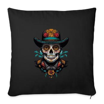Dia De Muertos Mexico Sugar Skull Skull Design - Housse de coussin décorative 45 x 45 cm - noir - Devant