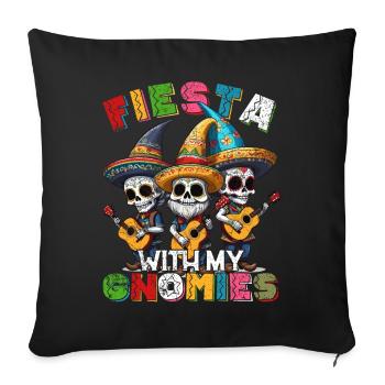 Gnome Dwarves Funny Fiesta Mexican - Sofa pillowcase 17,3'' x 17,3'' (45 x 45 cm) - black - Front
