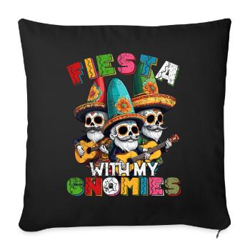 Drôle de fête des gnomes et mexicain - Housse de coussin décorative 45 x 45 cm - noir - Devant
